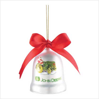 JOHN DEERE WHITE BELL ORNAMENT